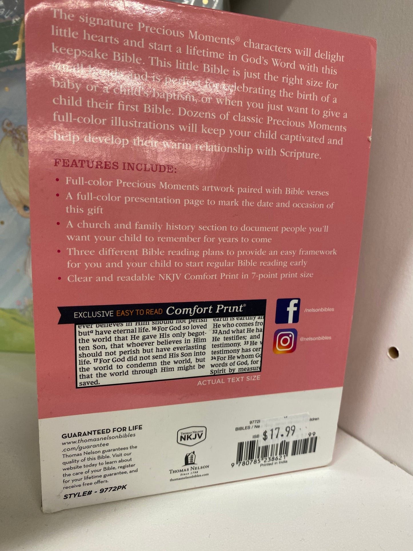 Precious moments Pink Bible