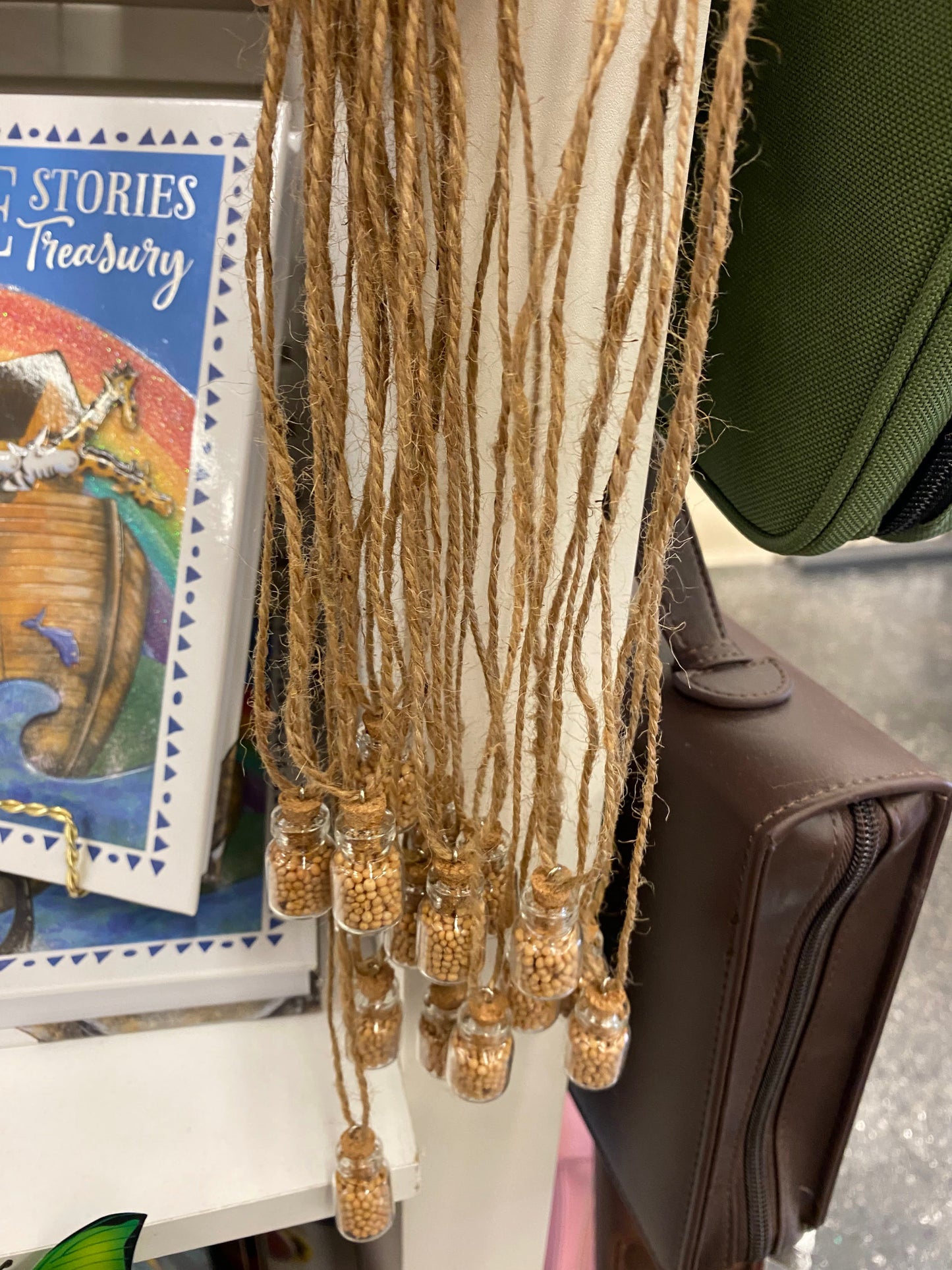 Mustard seed necklace, car decor